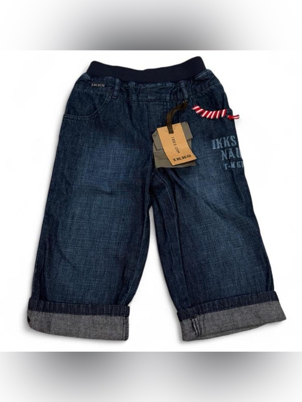 NEW IKKS baby European pull on baggy jeans